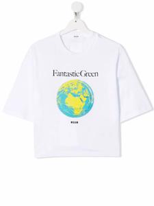 MSGM Kids футболка с графичным принтом, белый