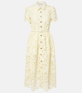 Миди-платье с кружевной отделкой Self-Portrait, желтый