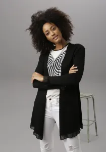 Кардиган Aniston SELECTED с шифоновой отделкой, черный