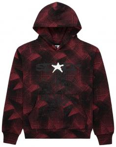 Худи Sp5der в клетку с брызгами, черное, черный