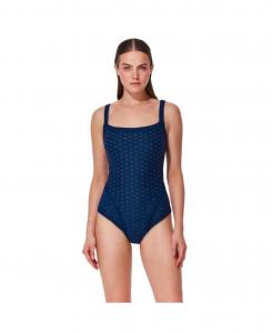 Женский вязаный комбинезон с квадратным вырезом горловины увеличенного размера Gottex, Navy-turquoise