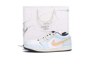 Jordan Баскетбольные кроссовки Air 1 с антискользящим и износостойким покрытием, низкие, винтажные, мужские, небесно-голубые