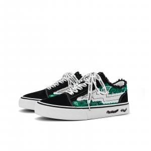 MINISO Низкие скейтерские кроссовки унисекс белый черный зеленый, цвет White Black Green