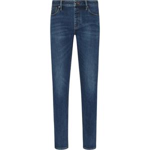 Джинсы Asv J75 slim fit в каменной стирке, щеткой обработанные, стрейч деним EMPORIO ARMANI, темно-синий
