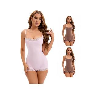 Комплект из 3 женских кружевных маечек с регулируемыми бретелями, утягивающим эффектом для живота, подтягивающих бедра, корректирующего белья. Inspire Chic, Khaki Pink