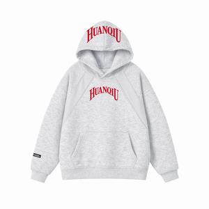 Толстовка Unisex Hooded Moderate Heavyweight HUANQIU, белый heather серый (красный )