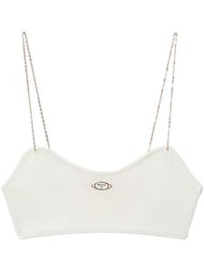 Укороченный топ в рубчик с логотипом PUCCI, белый