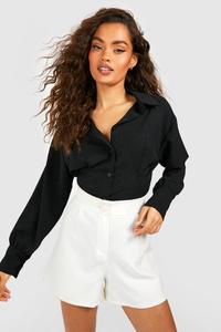 Рубашка приглаженного контурного шва Boohoo, черный