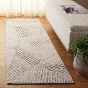 Ковер SAFAVIEH, 69 x 244 см, Abstract Collection, ковер-дорожка, Ivory & Light Brown, ручной работы из шерсти, идеально для гостиной, коридора, прихожей, входа, спальни (ABT929A)