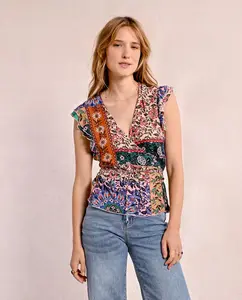 Женский топ с принтом и перекрещивающимся вырезом горловины Molly Bracken, мультиколор