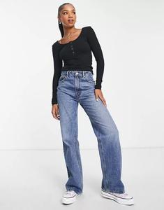 Верх в рубчик черного цвета с застежками-кнопками Pieces