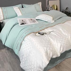 LUOLAI HOME Комплект постельного белья 1,5-спальный, 4 предмета: пододеяльник 200x230 см, простыня на резинке, 2 наволочки, цвет берлинская звездчатая орхидея