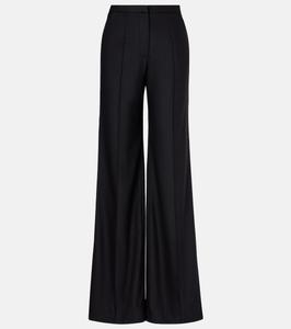 Широкие брюки со складками из смесовой шерсти Costarellos, черный