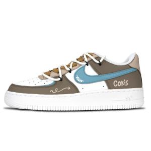 Nike Кроссовки Air Force 1 Graffiti Arrows, износостойкие, низкие, для скейтбординга, унисекс, белые, коричневые