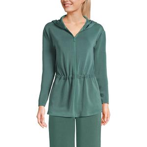 Женская куртка-туника с капюшоном на молнии Lands End Softest Touch Lands' End, цвет Washed Evergreen