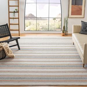 Ковер SAFAVIEH, 244 x 305 см, - коллекция Montauk - большой - красный и бежевый, ручной работы из хлопка, полосатый рисунок, идеально для гостиной, спальни, офиса, столовой (MTK536Q)