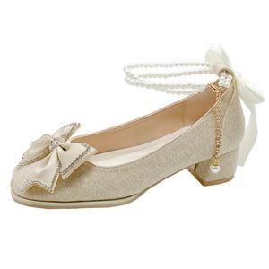 Туфли The Qin на платформе с массивным каблуком 6 см, женские, бежевые, шампань