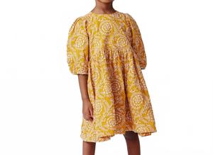 Платье Брук для девочки с вышивкой в ​​стиле инков золотом Pink Chicken, Inca Gold Blooming Embroidery