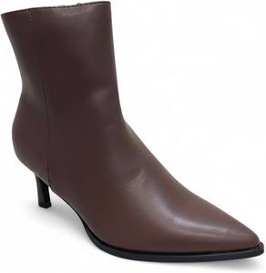 Женские ботильоны ABSOLEX с 2,5-дюймовым каблуком-шпилькой, острым носком и боковой молнией, Brown Pu