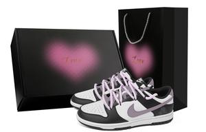 Nike Dunk Taro Tulip, Heart Box Abrasion Resistant Low top Skateboard Shoes Unisex Black