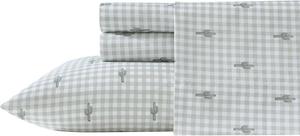 Wrangler Комплект постельного белья "Кактус", зеленый клетка, 160x200 см, ультрамягкий, немнущийся, с глубокими карманами (простыня, натяжная простыня, наволочки)