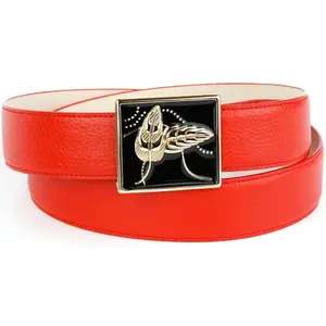Кожаный ремень Anthoni Crown, с глазурованной застежкой ручной работы, двухцветный вид, красный