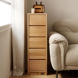 Quanu Комод из массива красного дуба для спальни или гостиной, узкий, 5 ящиков