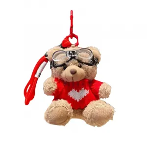 Плюшевый кулон пилот медвежонок высота 13см Jinnew, коричневый