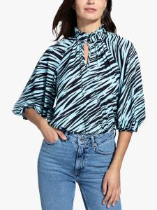 Блузка с зебровым принтом HotSquash, ледяной синий