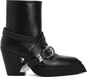 Платформенные ботильоны для женщин с закрытым квадратным носком, массивным каблуком-блоком, боковой молнией и регулируемым ремешком, подходящие для офиса и платьев SYHXYHEG, Black