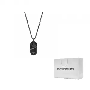EMPORIO ARMANI Stainless Steel, Crystal Mother Of Pearl Necklaces Unisex Black