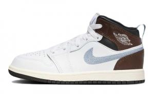 Баскетбольные кроссовки Air 1 Kids для начальной школы Jordan, белый/коричневый