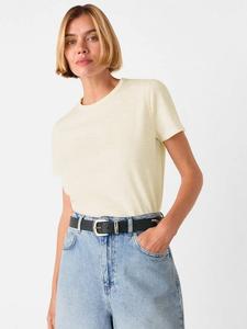 Футболка Posie с двойной отделкой, хлопок, обычная посадка, короткий рукав Whistles, Cream