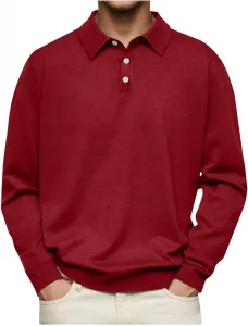 Мужская футболка с длинным рукавом и воротником