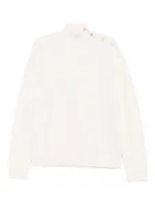 Свитер с высоким воротом и застёжками на пуговицы Prada, белый