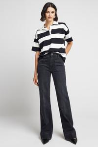 Широкие джинсы с высокой посадкой River Island, черный