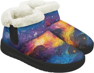 Женские рождественские зимние сапоги с мягким плюшевым верхом, ботильоны с противоскользящей подошвой для холодной погоды GETELINSENG, Colorful Galaxy