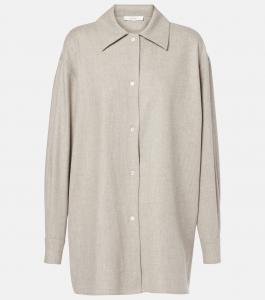 Рубашка из шерсти и кашемира Komako The Row, Light Pebble