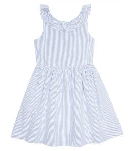Хлопковое платье в полоску с рюшами Polo Ralph Lauren, синий