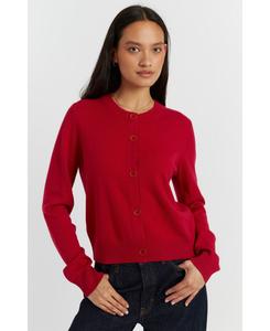 Женский укороченный кардиган с круглым вырезом из смеси шерсти и кашемира Chinti & Parker, Crimson