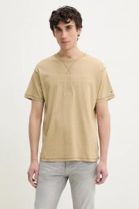 Хлопковая футболка Tommy Jeans, бежевый