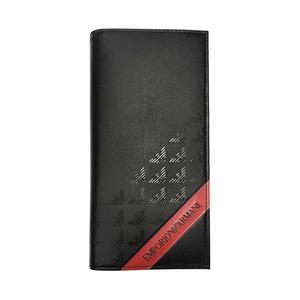 EMPORIO ARMANI Кожаный кошелек из переработанной кожи мужской черный и красный