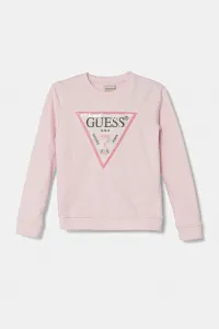 Детская хлопковая толстовка Guess, розовый