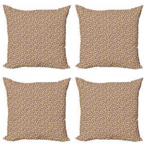 ABAKUHAUS Набор чехлов на подушки-бабочки (4 предмета), романтическая весна, современная двусторонняя цифровая печать, 50 см x 50 см, лиловый желто-коричневый