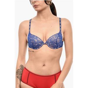 Кружевной бюстгальтер-балконет ICON со сплошным логотипом Dsquared2, Blue