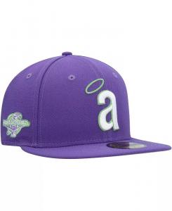 Мужская фиолетовая шляпа California Angels Cooperstown Collection Lime Side Patch 59FIFTY Fitted Hat New Era