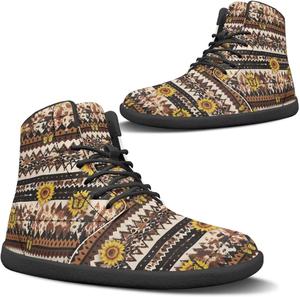 Binienty Мужские и женские минималистичные босоногие туфли из ПУ-кожи, высокие, с нулевым падением, для спорта, хайкинга и ходьбы, Aztec Sunflower Butterfly