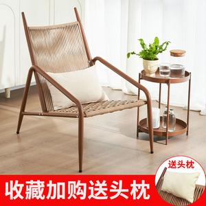 Yu Senyi Кресло из ротанга для балкона и сада, цвет wood grain, с поясничной подушкой
