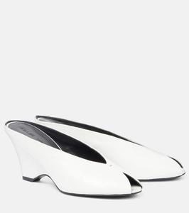 Плащ 75 кожаные мюли на платформе с открытым носком Khaite, Optic White