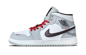 Jordan Air 1 Chain Shadow устойчивые к истиранию кроссовки Mid Top Vintage Basketball Unisex красный